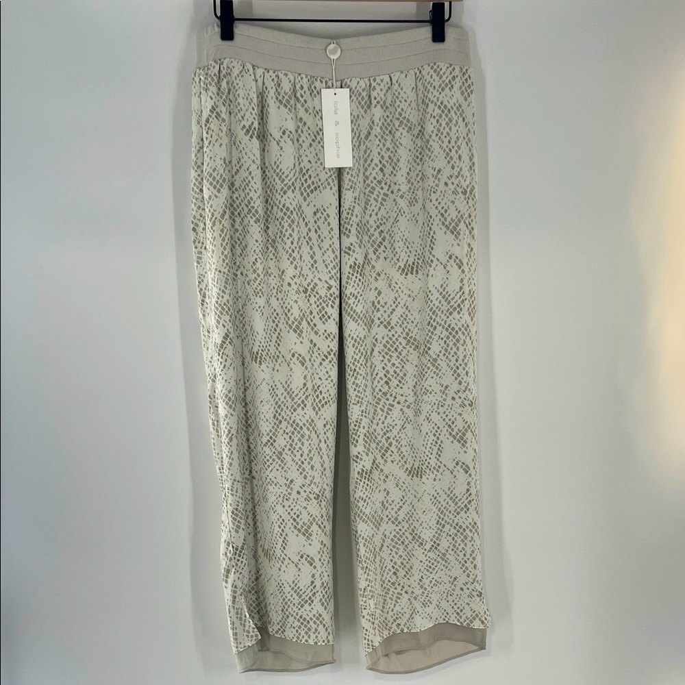 Lola & Sophie Beige Wide leg Pants Size L NWT